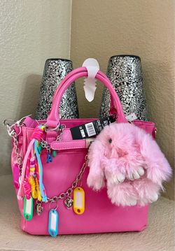 Madden NYC Pink Satchel Handbag Purse Crossbody Bag with Charms
