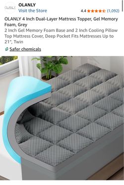 OLANLY 4 Inch Dual-Layer Gel Memory Foam Mattress Topper