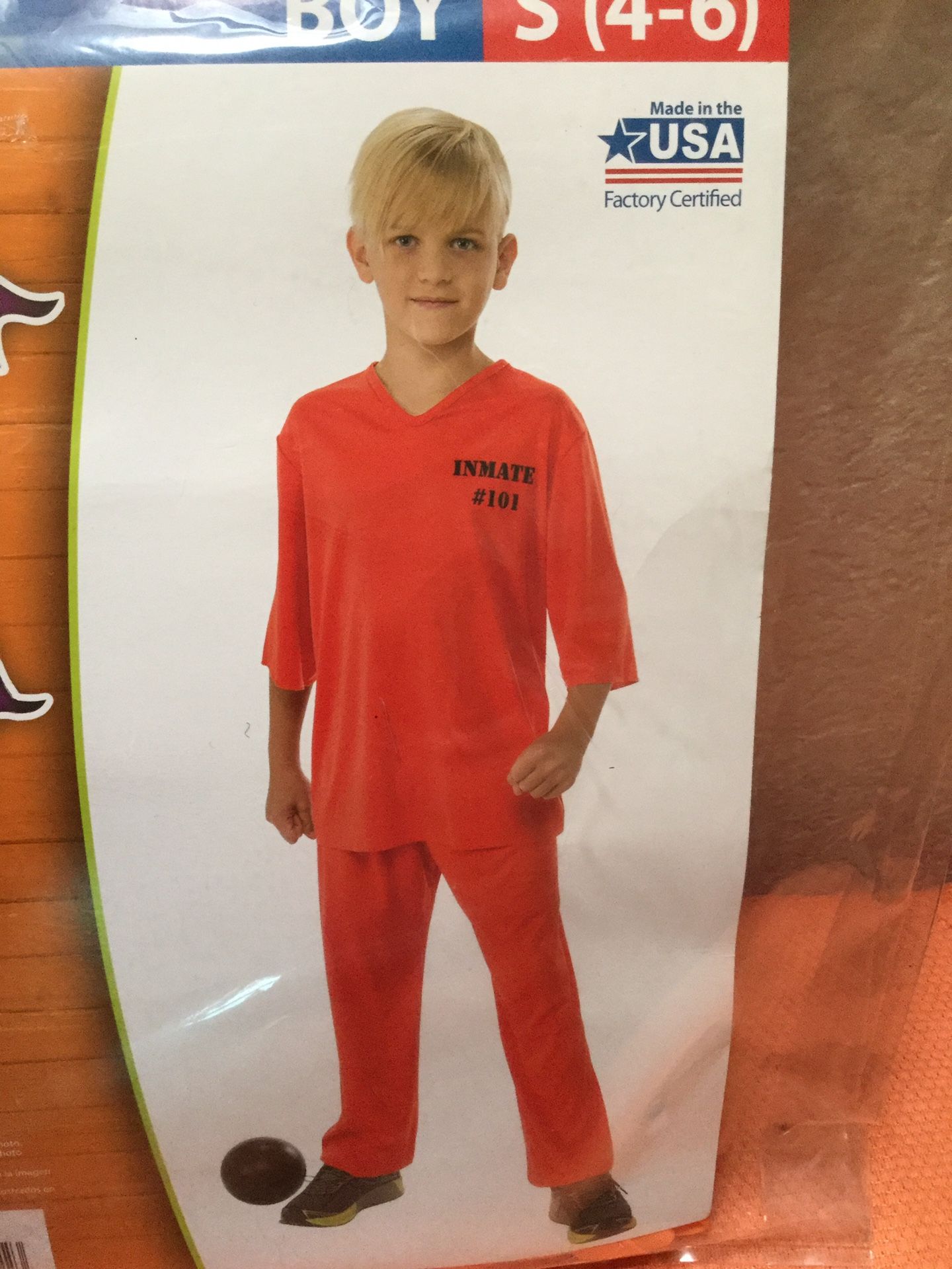 New Inmate 101 orange Halloween costume size small 4 to 6..$3......#54..... 9020 N. 91st ave. Peoria 85345