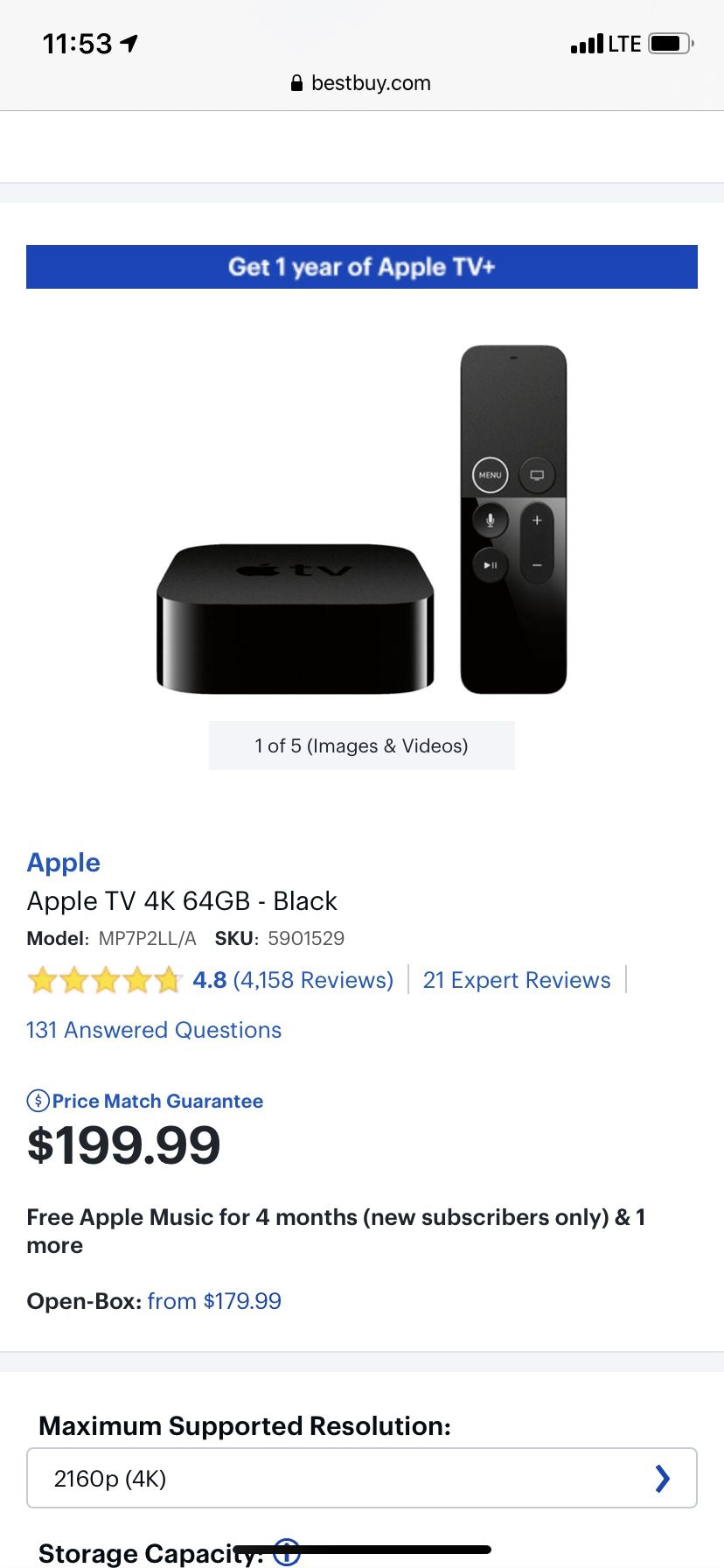 Apple TV 64gb brand new unopened box