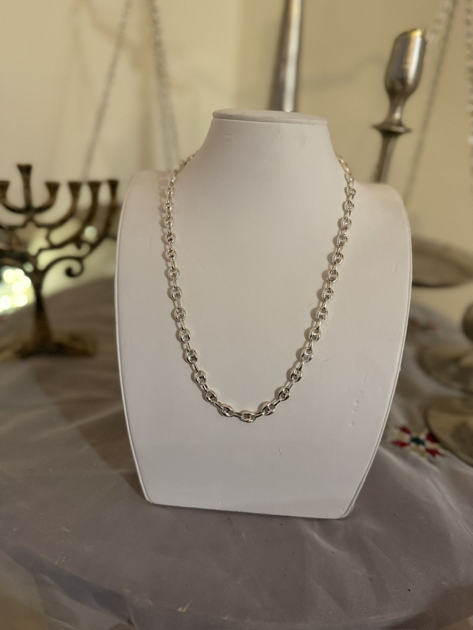 Men’s Silver Coffee Bean Necklace 925