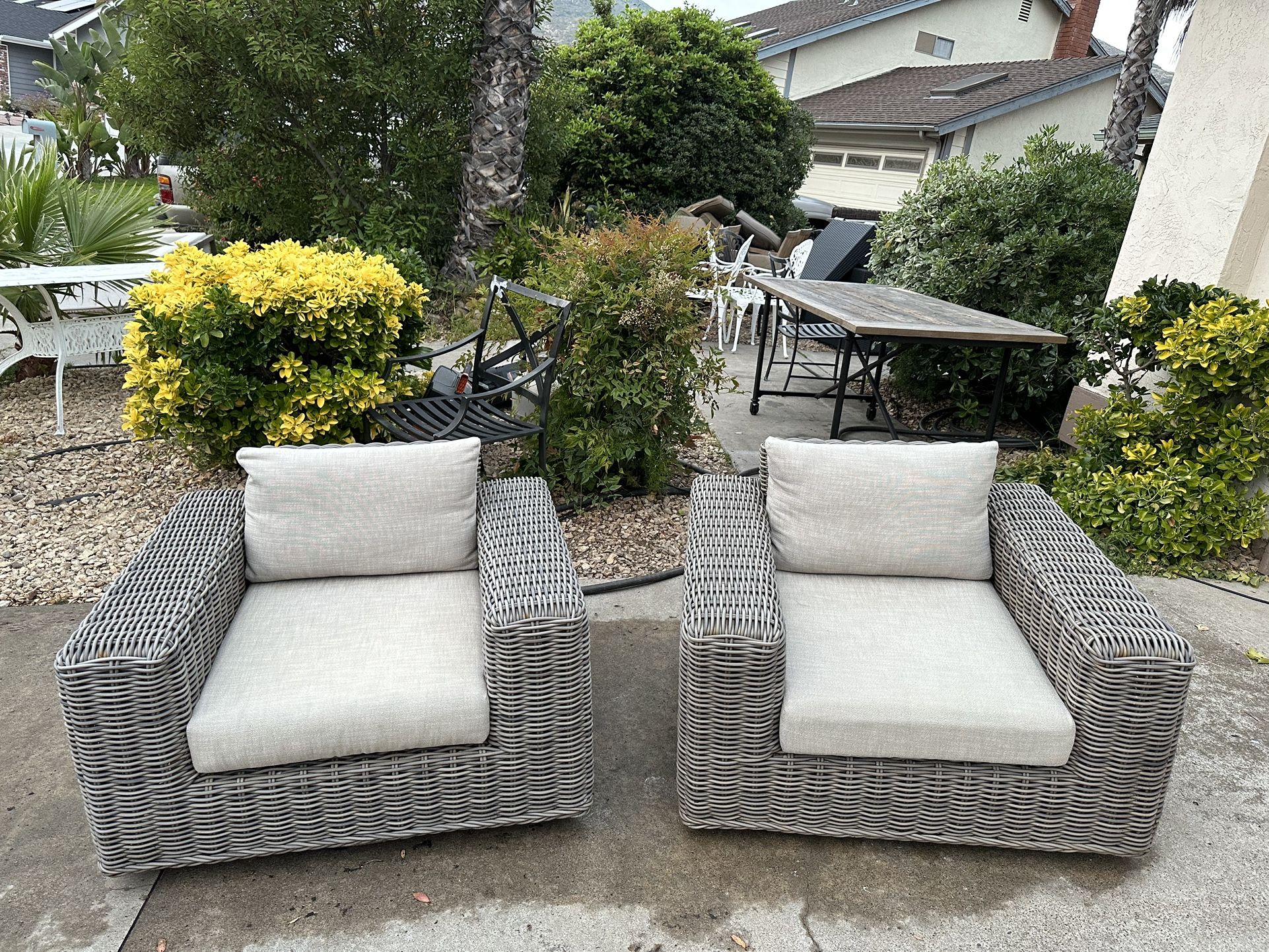 Restoration Hardware Majorca Outdoor Swivel Club Chairs