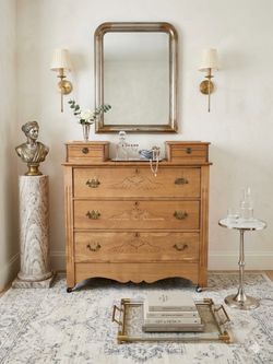 Antique Pine Wood Chest of Drawers