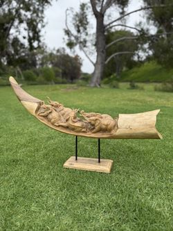 handcrafted wooden elephant statue 