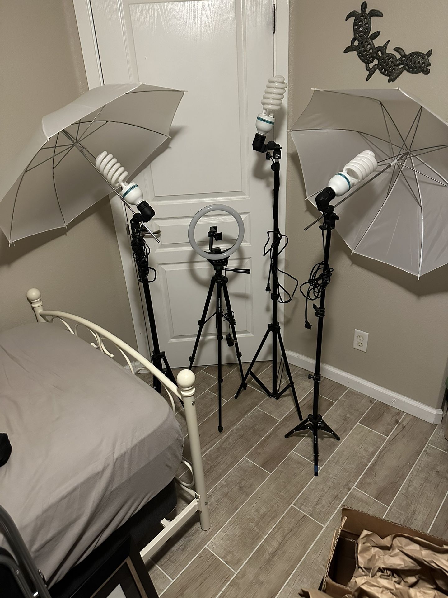 Complete Studio Photography Lighting Kit with Umbrella Softboxes and Ring Light