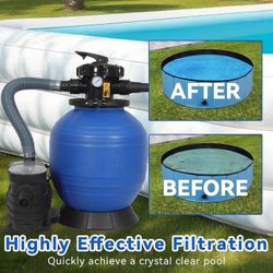 Sand Filter Pump for Above Ground Pool with 6-Way Multi-Port Valve, 14in, 3/4HP, Max 3169GPH for Pools Up to 12553 GAL, 550W Sand Pump with Pre