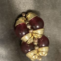 Gold And Red Earrings 