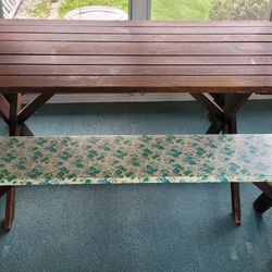 Redwood Picnic Table & Benches 