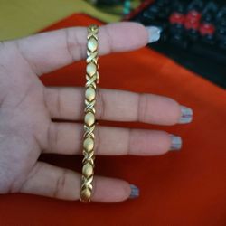 WOMAN'S BRACELET, STAMPED 10K YELLOW GOLD, 8 INCHES