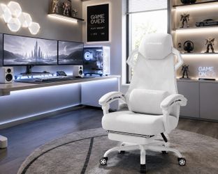New GTPLAYER Gaming Chair, Computer Chair with Mesh Back, Ergonomic Game Chair with Footrest, Reclining Game Chair with Adjustable Headrest and Lumbar