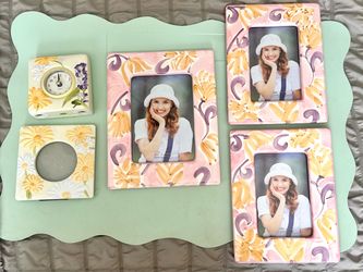 90s Vintage Ceramic Picture Frame Set