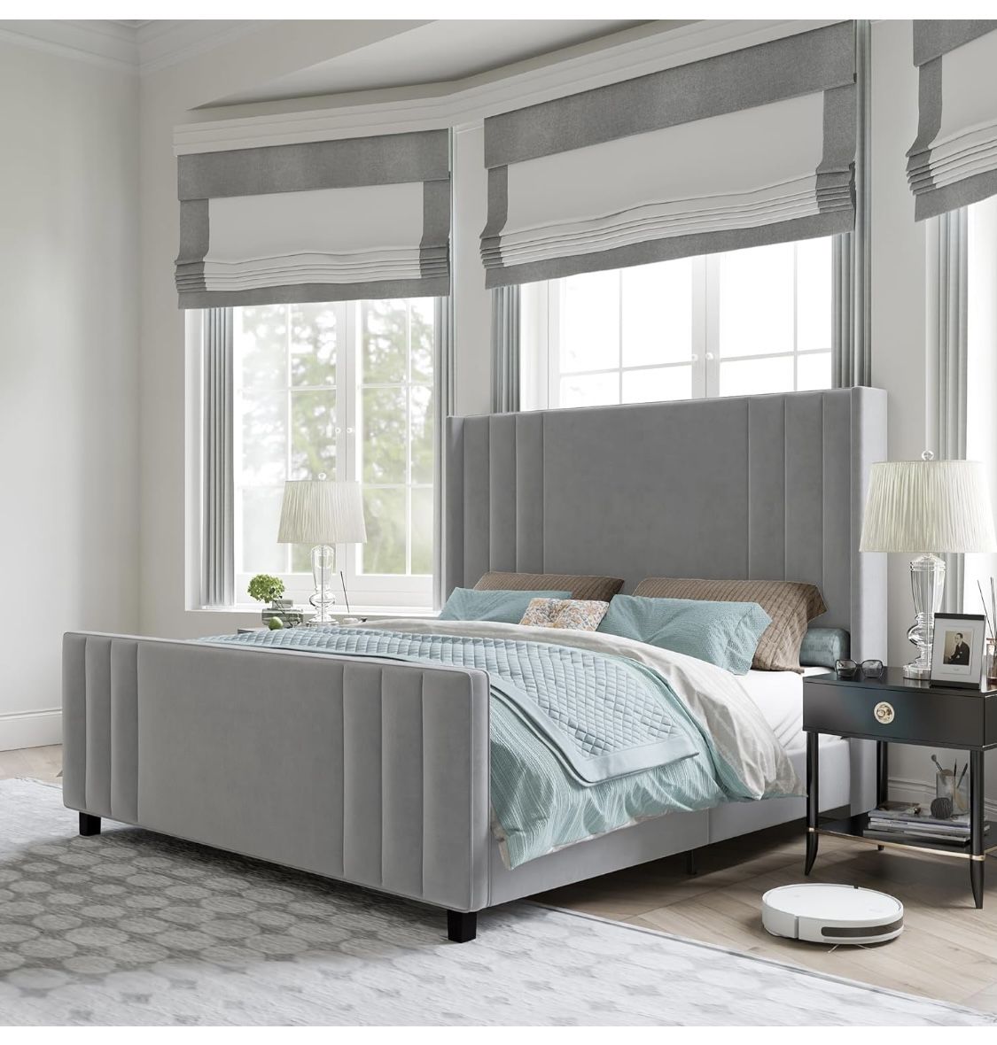 Grey King Headboard and Footboard