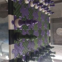 Handmade Joker Inspired Epoxy Resin Puzzle Board Chess Set