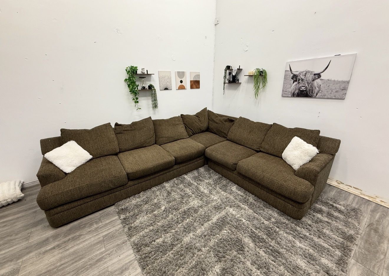 Brown Sectional Couch - Free Delivery 