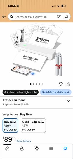 Portable thermal printer- wireless Bluetooth inkless printer