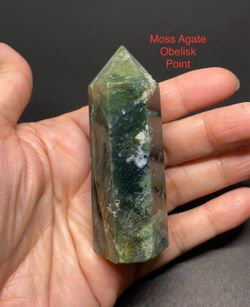 Moss Agate Genuine Stone Obelisk/Point 92g