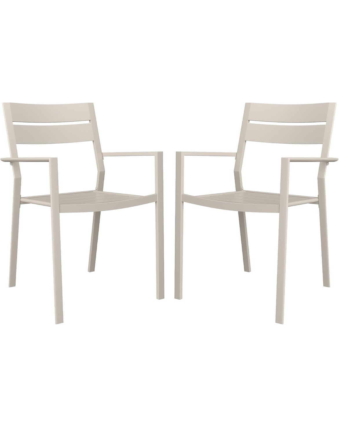 VICLLAX Patio Stackable Chairs Set for 2, Metal Outdoor Dining Chairs for Garden Backyard Lawn Deck Support 300 lbs, Sandshell Frame