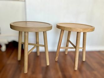Hearth & Hand Magnolia Shaker Wood Stools Side Tables Set of 2