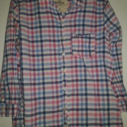 Hollister Pink / Blue / White Plaid Shirt