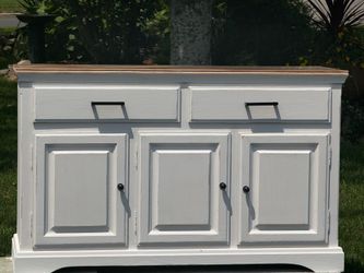 52” solid oak white buffet tv console cabinet coffee bar dresser