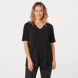 Susan Graver Liquid Knit Elbow Sleeve Tiered Tunic