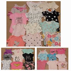 6-9 Month Baby Girl Short Sleeve Bodysuits | Lot of 30 | Great Condition