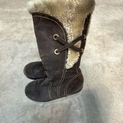 Bare Traps Brown Leather Faux Fur Snow Boots Women's Size 7M