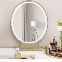 Large vanity makeup mirror with light, remote control, 3 color adjustable brightness 
