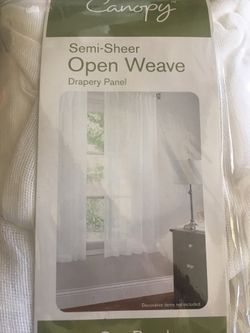 New Semi sheer open weave Canopy Drapery panel white