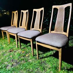 VTG Walnut & Kane Tallback Dining Chairs (Made By Broyhill) 