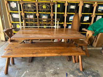 6’ Pine Table-2 chairs/2 Benches