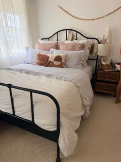 Black metal bed frame