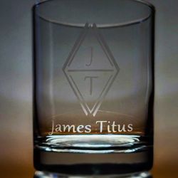 Personalized Handmade Initial Gift Whiskey Glass Set