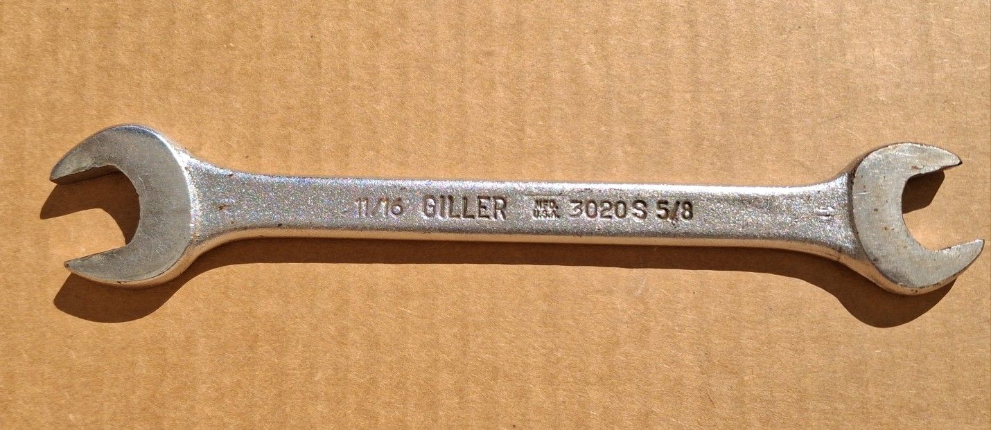 VINTAGE GILLER USA 3020S 11/16” X 5/8” SAE OPEN END WRENCH