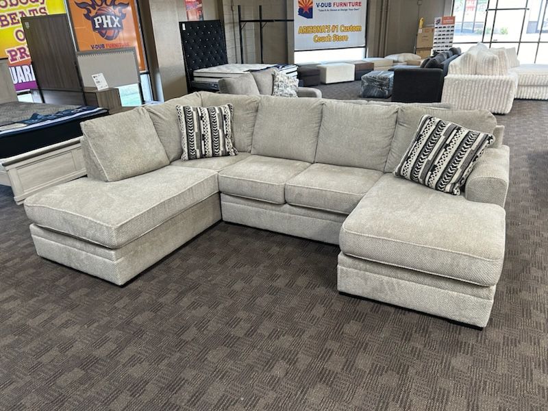 Grey Double Chaise Sectional Couch