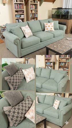 Sturdy & Comfortable Sage Green Couch – Great Condition