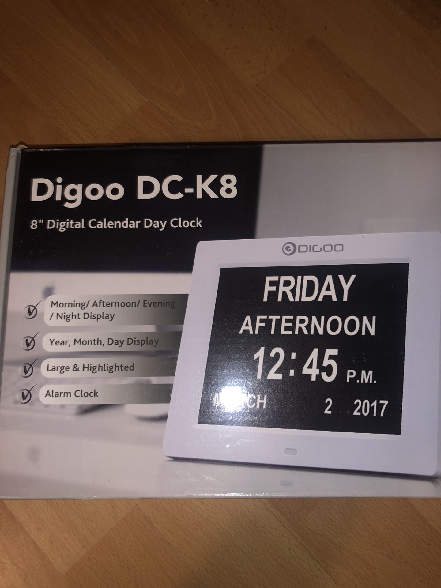 Digital Calendar Day Clock with Large Angle of View, Day Month & Year Display