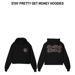 MOTION BOYS LA Rhinestone Hoodie Stay Pretty Get Money Black/Pink