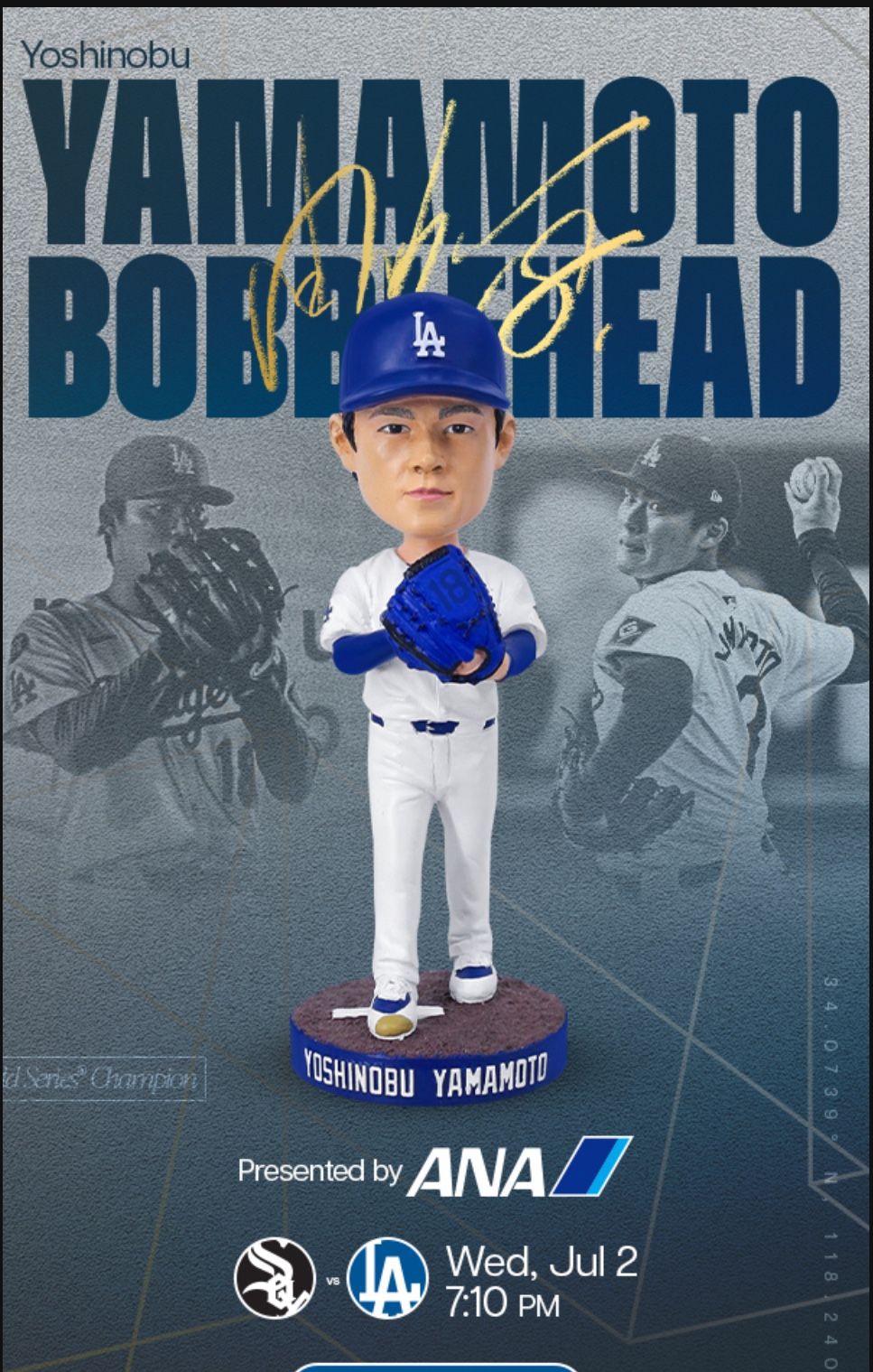 DODGERS GAME 07/02 Yamamoto Bobblehead Giveaway