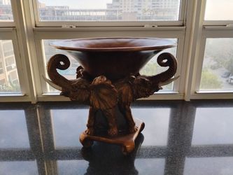 Elephant Vase Large Wooden 3 Elephants
