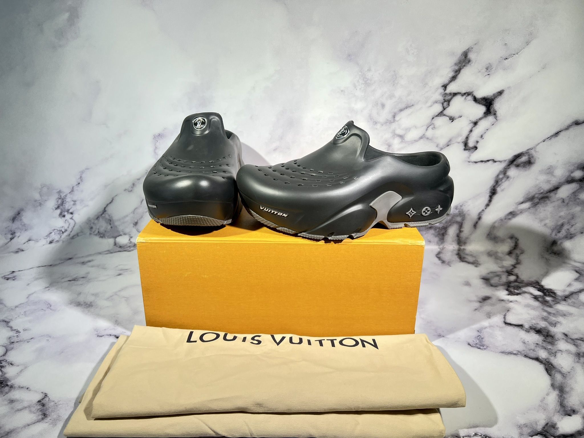 🦈 Louis Vuitton LV Shark Clogs – Men’s 9.5 & 10 Ready for Pickup!