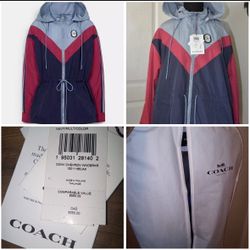 New With Tags Coach Jacket Navy Multi Color Size Woman's Small Thick Jacket Coat Windbreaker Coat 🧥