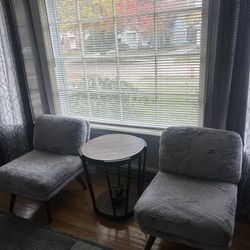 Twin Soft  Silver Velour Chairs  