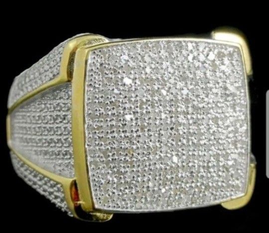 14K Yellow Gold Plated & Silver Ring w/ White Sapphires (1.25 cttw)