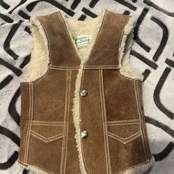 Toddler Boys Leather Fur Vest Size 2t