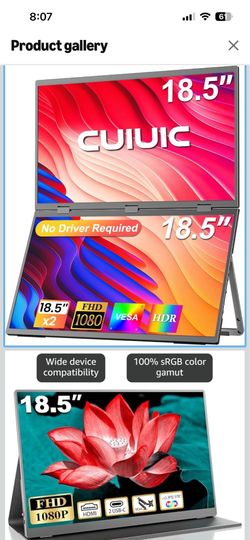 18.5” portable dual monitor