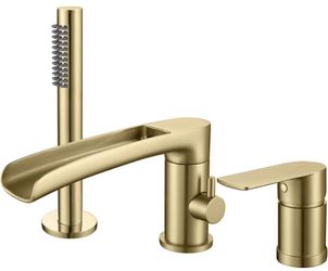 TapLong Waterfall Roman Tub Faucet with Hand Shower Brushed Gold
