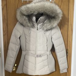 FOG Belted Puffer with Faux Fur Coat Size S