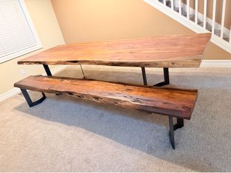 🔥 Luxury  Live Edge Solid Acacia Dining table Set 118” | Paid $5,000+ | Only $1,100