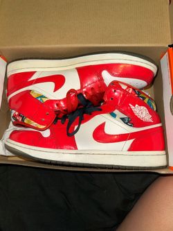 Jordan 1 Mid ( Barcelona Sweater Red Patent )